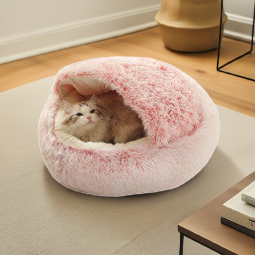 FurAwayCo™ 2-in-1 Convertible Pet Bed – Soft Plush Nest & Mat for Cats & Dogs