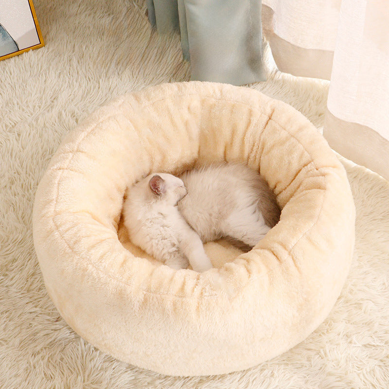 FurAwayCo™ Cozy Plush Donut Pet Bed