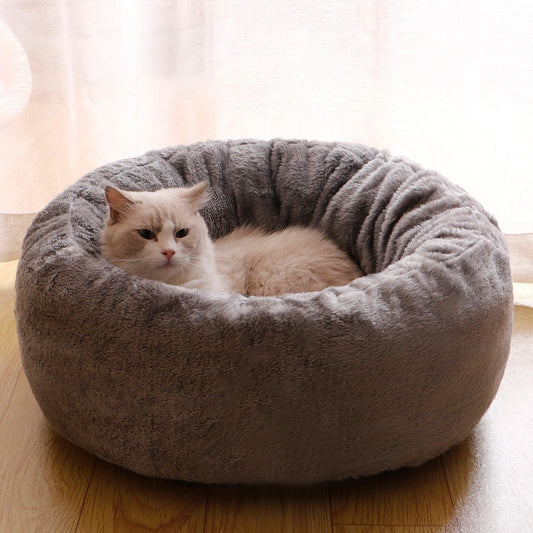 FurAwayCo™ Cozy Plush Donut Pet Bed